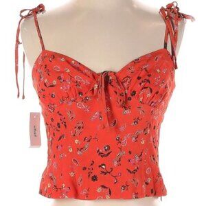 Wilfred Women’s Crop Tank Top Orange With Flower One Side Zip Size 4